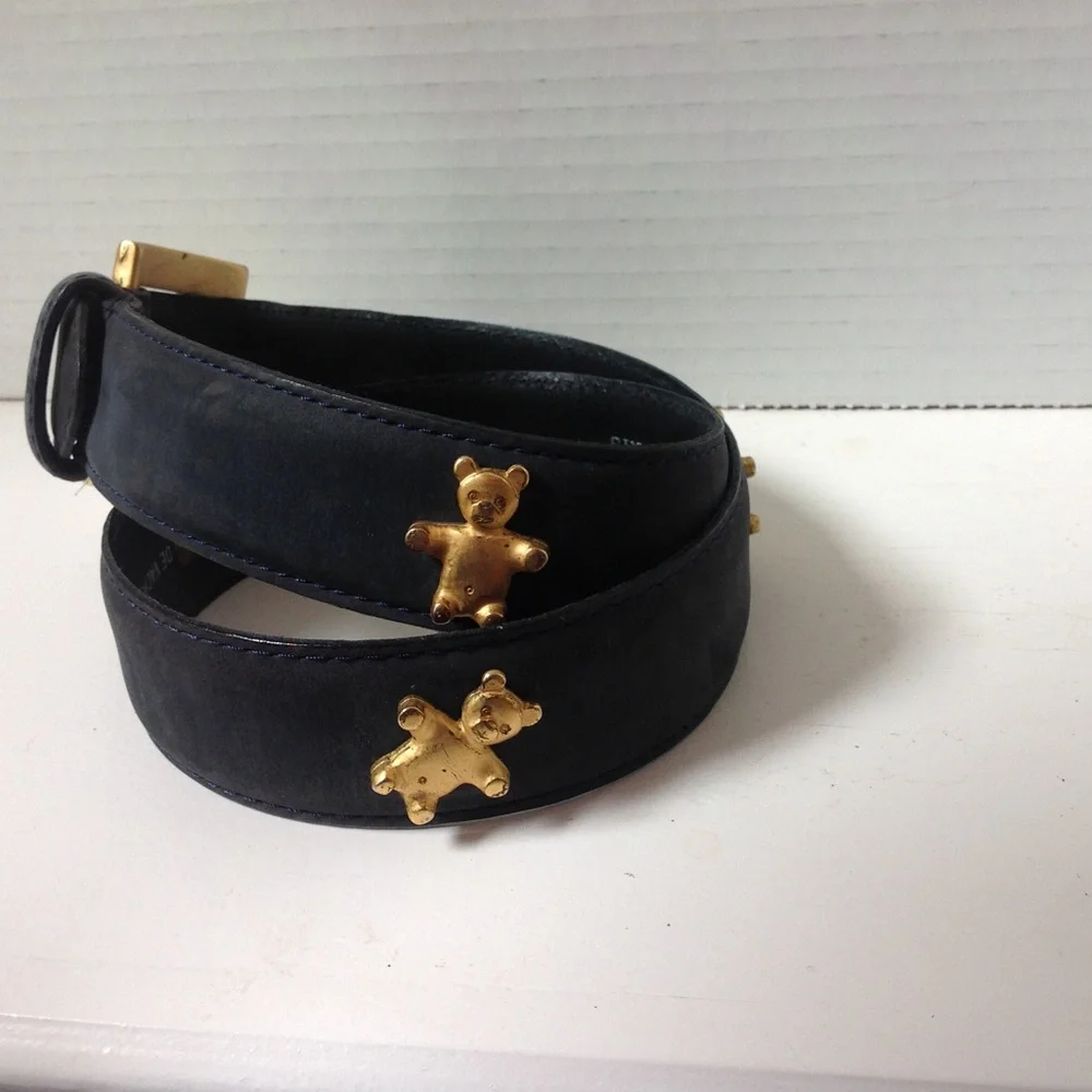 Abaco Paris Teddy Bear Blue Leather Belt Bras